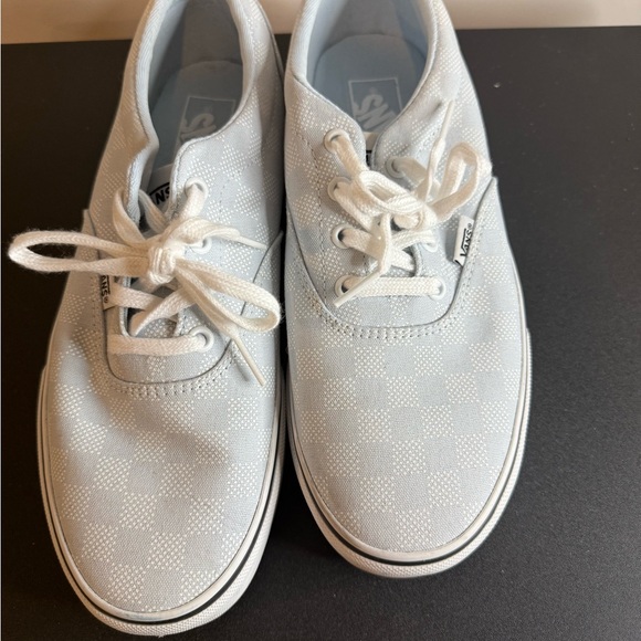 Women’s Vans Light Blue Checkered Lace-Up Shoes - Picture 2 of 4